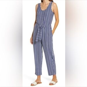Vineyard Vines Womens Navy White Stripe Sleeveless Jumpsuit Sz Medium
